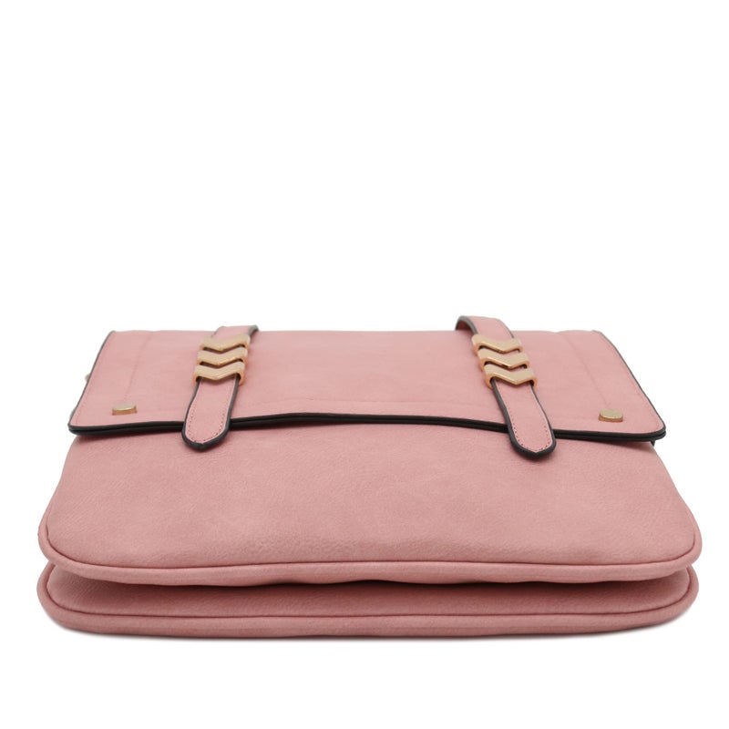 ALYSSA Double Compartment Large Flapover Crossbody Bag (Dusty Pink) - Image 4